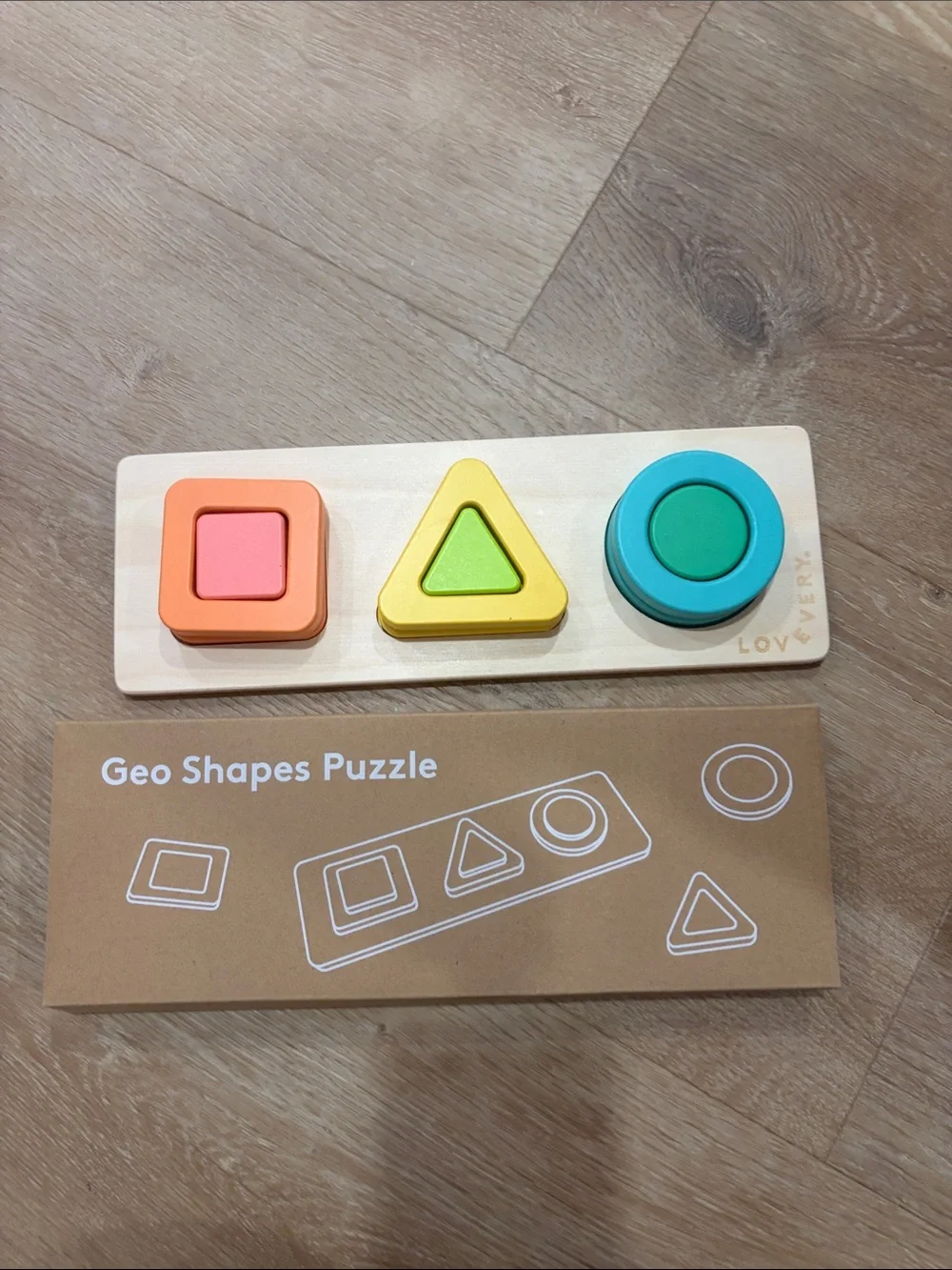 LOVEVERY Geo Shapes Puzzle - Multicolor Wooden Sorting Toy